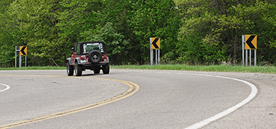 Photo of a curve in rural Minnesota.